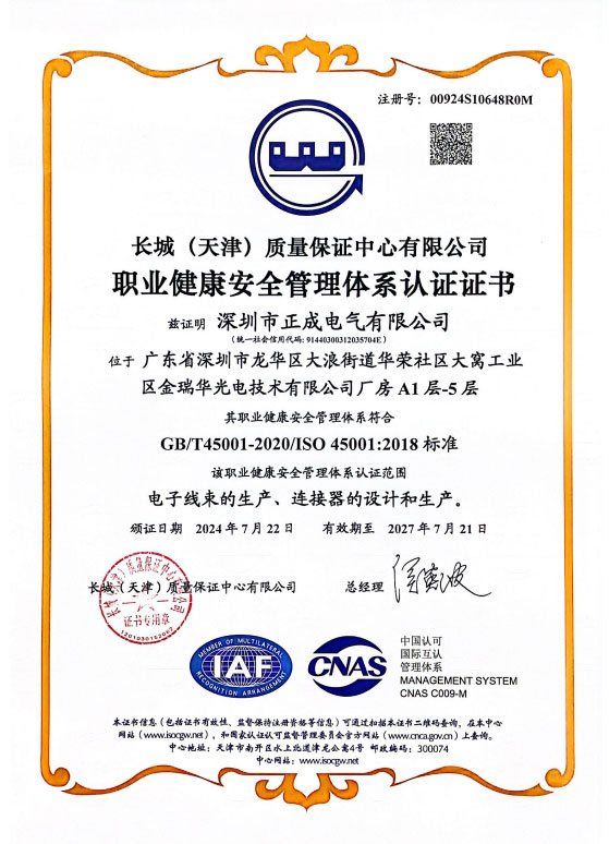 ISO45001 Occupational Health and Safety Management System Certificate