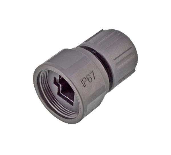 RJ45 curved male plug (threaded)