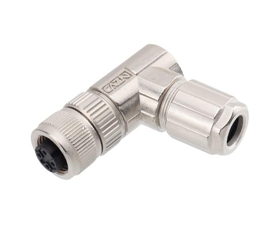 M12 Angled Female Metal Assembled Plug (Solder)