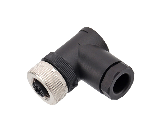 M12 Angled Female Plastic Assembled Plug (Screw)