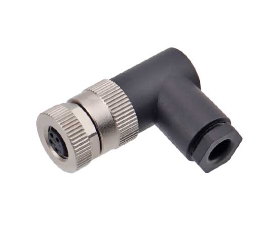 M8 Angled Female Plastic Assembled Plug (Screw terminal)