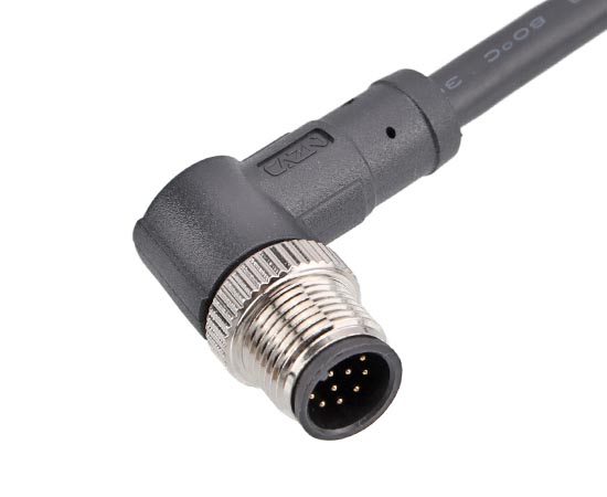 M12 Angled Male Overmolded Plug