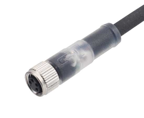 M8 Straight Female Overmolded Plug (LED)