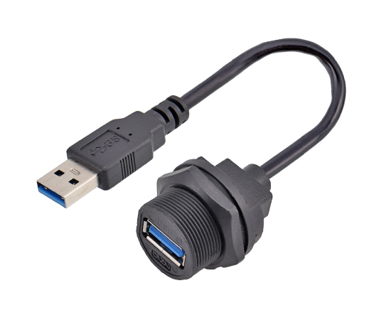 USB Female Receptacle to Male Overmolded with Cable(Threaded)