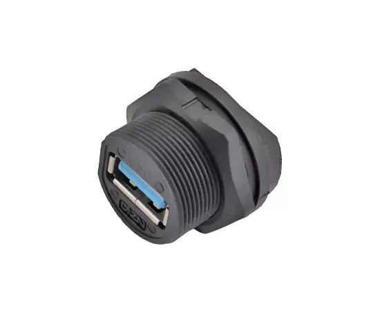 USB Female Back Mount PCB Receptacle(Threaded)