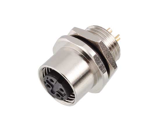 M12 Female Front Mount Socket (Solder, Screw M12*1)