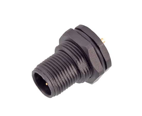 M12 Male Back Mount Socket(Solder, Screw M12*1, Plastic type)