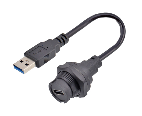 TYPE-C Female Back Mount Receptacle To USB Male Overmolded Cable(Bayonet)