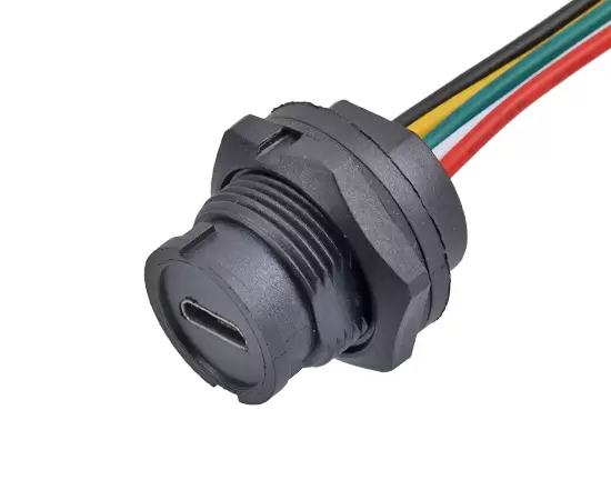 MICRO USB Female Back Mount Receptacle With Wire(Bayonet)