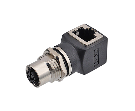 M12 Angled Female to RJ45 Adapter 90°(Data type)