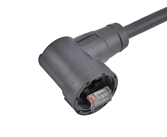 RJ45 Right angle Male Overmolded Plug(Threaded)