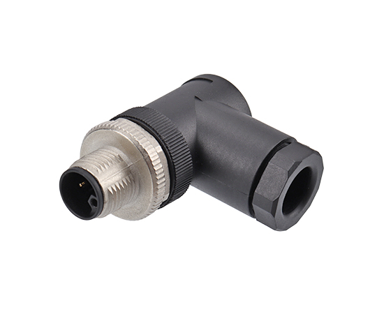 M12 Angled Male Plastic Assembled Plug (Power type, Screw)