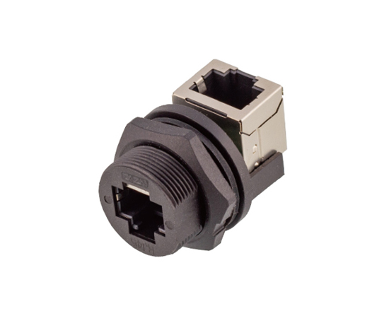 RJ45 Female to Female(90°) Back Mount Receptacle(Threaded)