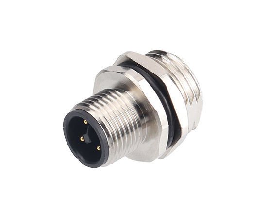 M12 Male Front Mount Socket (Power type, Solder, Screw M16*1.5/PG9)