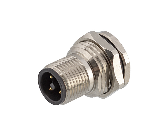 M12 Male Back Mount Socket (Power type, Solder, Screw M16*1.5/PG9)