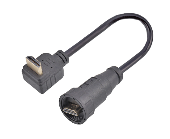 HDMI Straight Male to R/A Male Cable plug(Threaded)