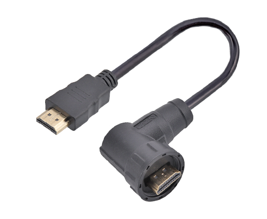 HDMI R/A Male to Straight Male Cable plug(Threaded)