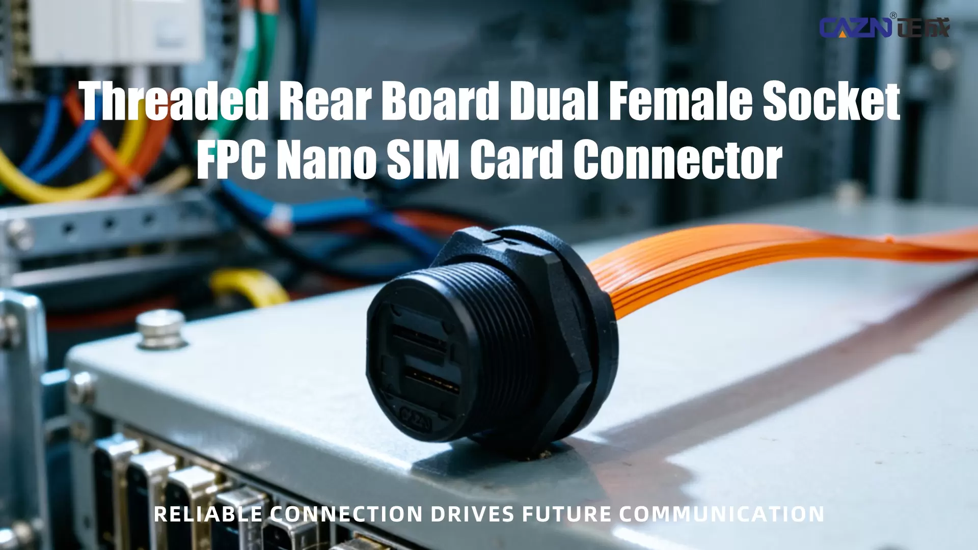 CAZN Threaded Panel-Mounted Dual-Socket FPC Nano SIM Card Waterproof Connector